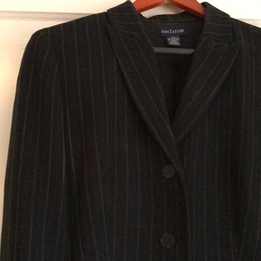 Ann Taylor Black pinstripe suit jacket
